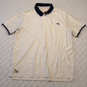 Tracksmith Polo Shirt Large Beige Mesh Running Performance